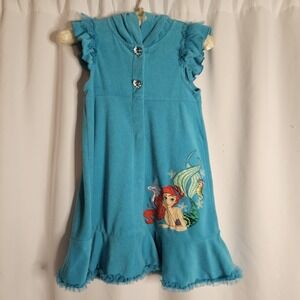 Disney Ariel Terry Hooded Cover Up Little Mermaid Swim Pool Beach Size 5 6 Years